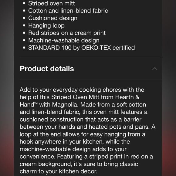 Hearth & Hand Magnolia Holiday Striped Oven mitt - Picture 4 of 7